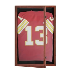 HBCY Creations Jersey Display Case - Solid Wood with UV Treated Acrylic Window - Anti-Theft Lock with 2 Keys - For All Types of Jerseys