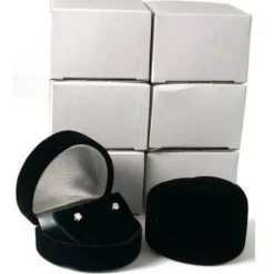 Heart Earring Gift Box Black Flocked Showcase Display