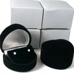 4 Heart Earring Gift Boxes Black Showcase Display