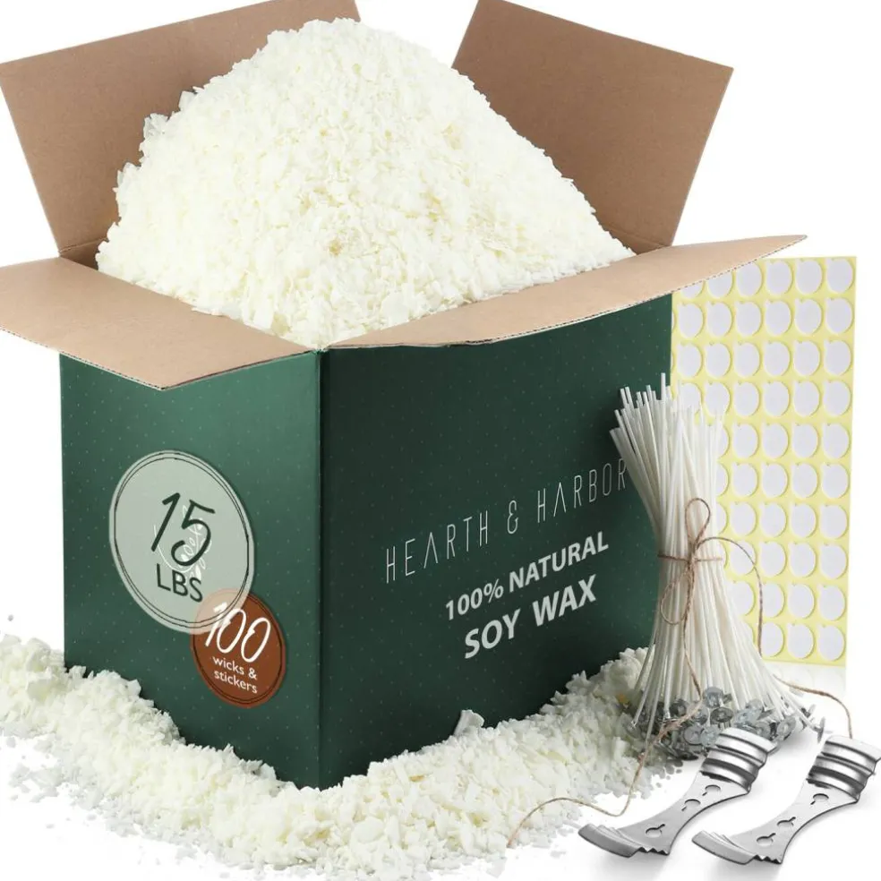 Hearth & Harbor Natural Soy Candle Wax Accessories Kit
