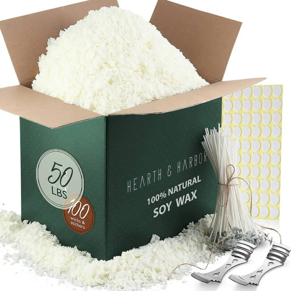 Hearth & Harbor Natural Soy Candle Wax Accessories Kit
