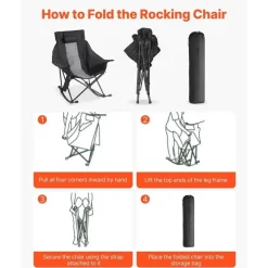 Heated Camping Chair, 3 Heat Settings, Large Padded Folding Rocker with Cupholder & Pocket