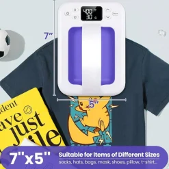 Heat Press Machine For T Shirts, 7" × 5" Portable Mini Heat Press Fast Even Heat, Easy Press T Shirt Printer Machine for HTV Vinyl and Heat Transfer Sublimation for Tote Bags, Hat,DIY Projects(Violet)
