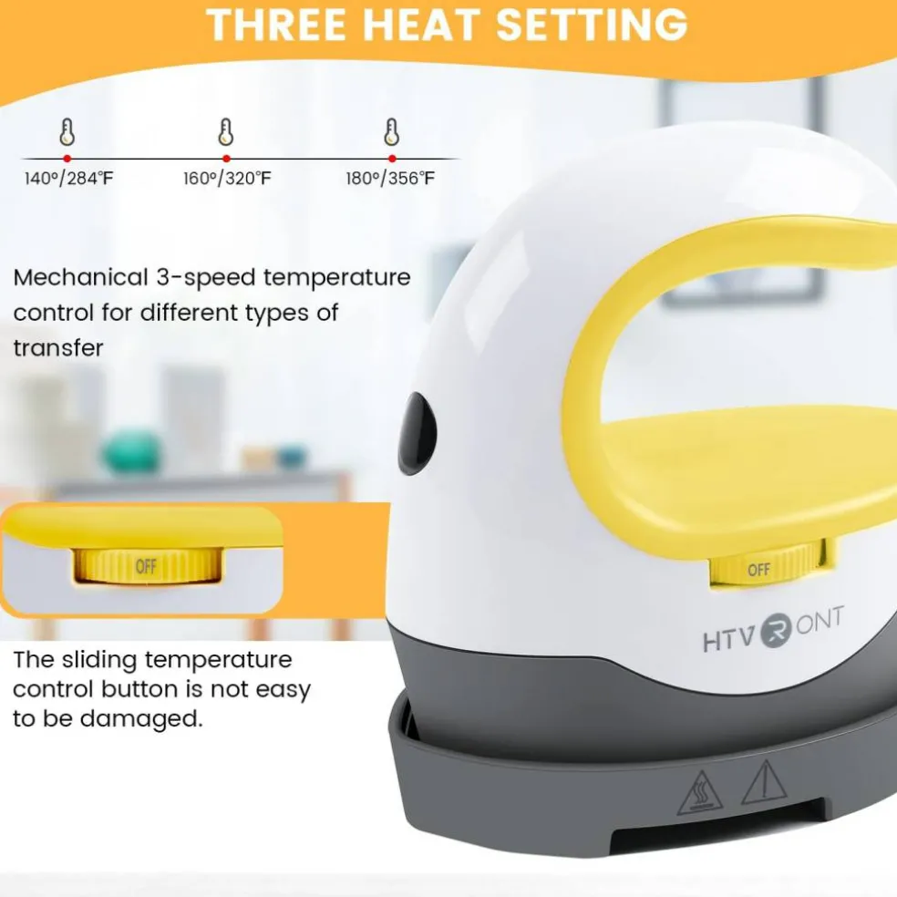 Heat Press Mini Heat Press Machine, Small Heat Press Portable Iron Press Machine for T Shirts, Hats, Heating Transfer Projects (Yellow)
