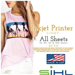 Heat Transfer Inkjet Iron-On White and Light Colored T Shirt Transfers Paper 8.5x11-25 Sheets Red Grid