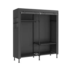 Heavy Duty Fabric Wardrobe Closet Organizer with Removable Cover 65 Inch Portable Clothes Rack with Shelves and Hanging Rails Storage System