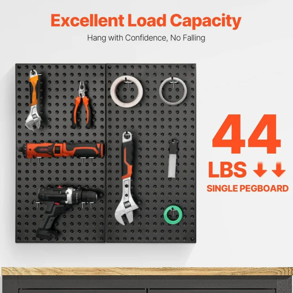 Heavy Duty Metal Pegboard Wall Organizer Steel Tool Storage Panel with Hooks