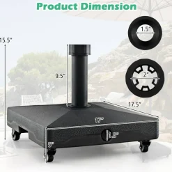 Heavy-Duty Mobile Umbrella Base with Wheels – Fillable Stand for 1.25" to 1.9" Poles