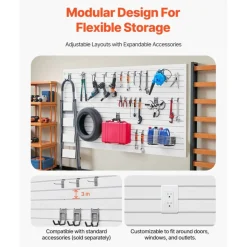 Heavy Duty PVC Slat Wall Panels 8 Pack Garage Wall Organizer System