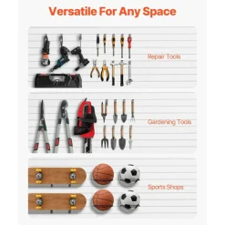 Heavy Duty PVC Slat Wall Panels 8 Pack Garage Wall Organizer System