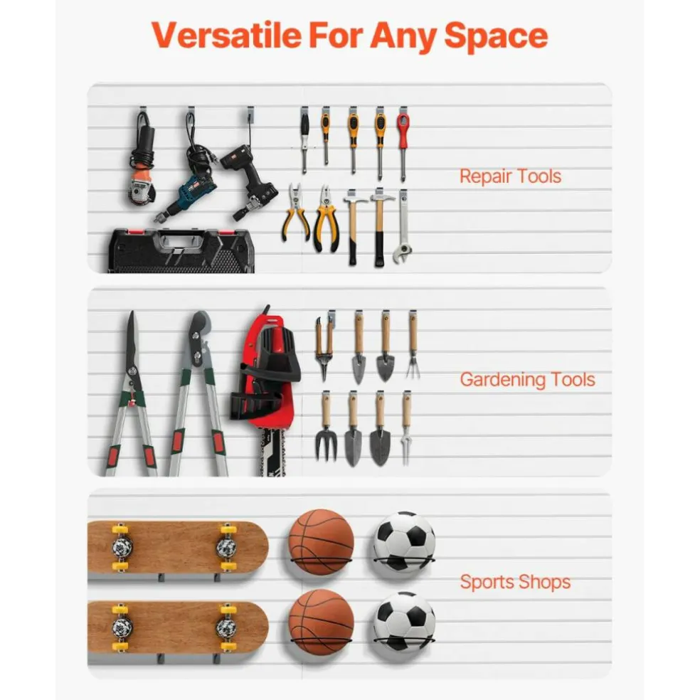 Heavy Duty PVC Slat Wall Panels 8 Pack Garage Wall Organizer System