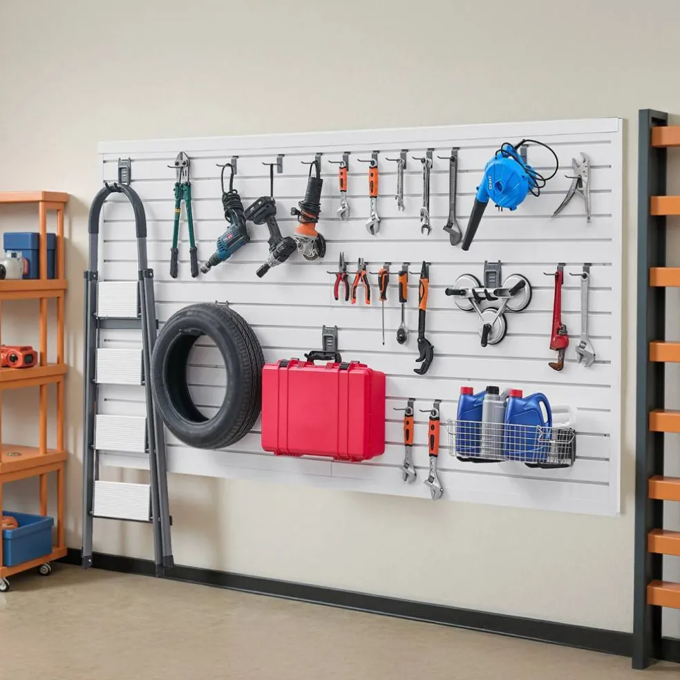Heavy Duty PVC Slat Wall Panels 8 Pack Garage Wall Organizer System
