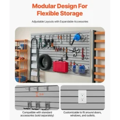 Heavy Duty PVC Slat Wall Panels 8 Pack Garage Wall Organizer System