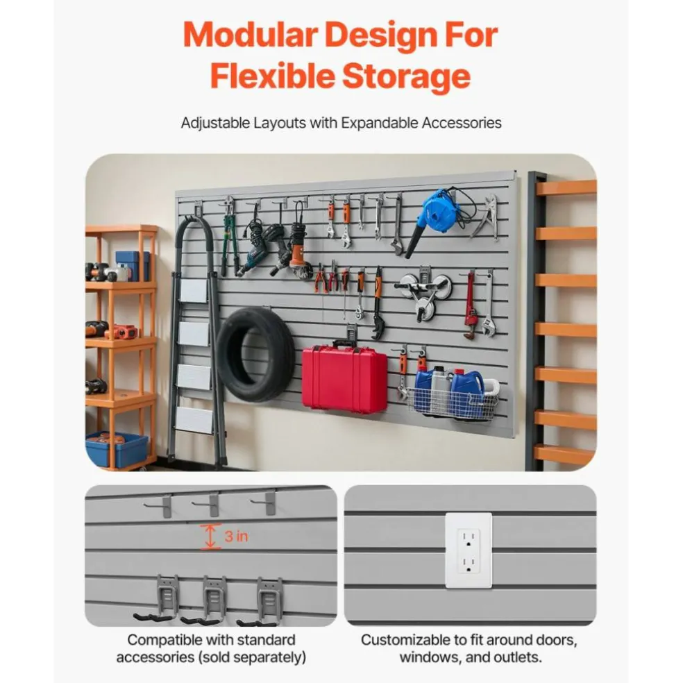Heavy Duty PVC Slat Wall Panels 8 Pack Garage Wall Organizer System