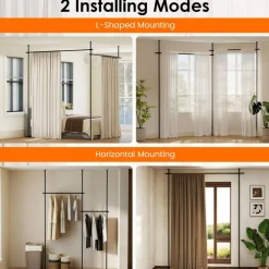Heavy Duty Tension Curtain Rod for Room Divider, Adjustable 28-142" Width and 4-10 ft Height, No Drill Floor to Ceiling Rod for Bedroom and Dorm
