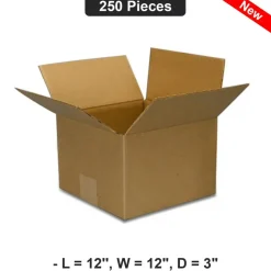 Heavy Duty 12x12x3 Inch Cardboard Box Shipping & Storage