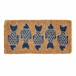 Hello Honey® Black & White Fish Images Natural Coir Doormat