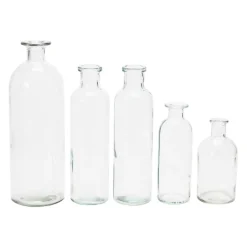 Hello Honey® Black Wood Tray with Glass Bottle Vases Set