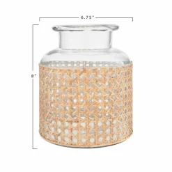Hello Honey® Bloomingville Clear Glass Vase with Woven Natural Cane Sleeve