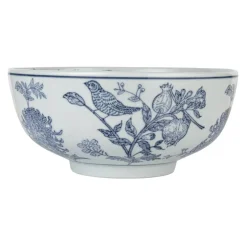 Hello Honey® 10" Blue & White Aviary Garden Stoneware Bowl
