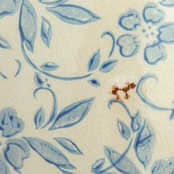 Hello Honey® 8" Blue & White Crackle Floral Terra Cotta Vase