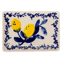 Hello Honey® Blue & Yellow Lemon Stoneware Plate, 12ct.