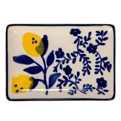 Hello Honey® Blue & Yellow Lemon Stoneware Plate, 12ct.