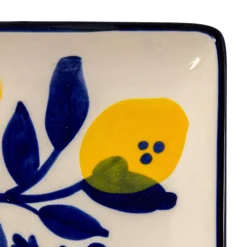 Hello Honey® Blue & Yellow Lemon Stoneware Plate, 12ct.
