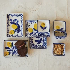 Hello Honey® Blue & Yellow Lemon Stoneware Plate, 12ct.