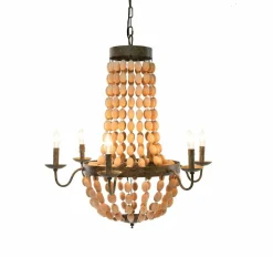 Hello Honey® 38" Brown Rustic Metal and Draped Wood Bead Chandelier