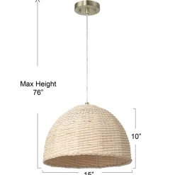 Hello Honey® Calypso Natural Metal & Handwoven Wicker Dome Ceiling Light
