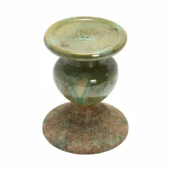 Hello Honey® Distressed Green 2-Tone Sculptural Terracotta Pillar Candle Holder