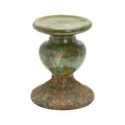 Hello Honey® Distressed Green 2-Tone Sculptural Terracotta Pillar Candle Holder