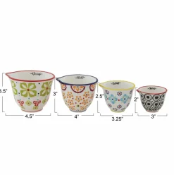 Hello Honey® Floral Hand-Stamped Stoneware Measuring Cup Set
