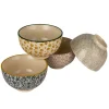 Hello Honey® 4.5" Floral Mosaic Stoneware Bowl Set