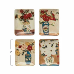 Hello Honey® 4" Flowers in Vase Print Stoneware Dish Set