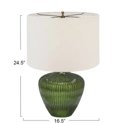 Hello Honey® 2ft. Green Glass Table Lamp with White Drum Shade