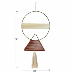 Hello Honey® Geometric Metal & Cotton Wall Hanging with Tassel
