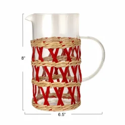 Hello Honey® Glass Pitcher with Natural Woven Sleeve