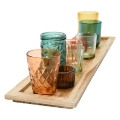 Hello Honey® Glass Votive Candle Holders & Wood Tray Set
