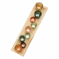 Hello Honey® Glass Votive Candle Holders & Wood Tray Set