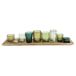 Hello Honey® Glass Votive Candle Holders & Wood Tray Set