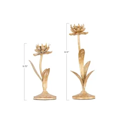 Hello Honey® Gold Metal Flower Shaped Taper Candle Holder Set