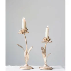 Hello Honey® Gold Metal Flower Shaped Taper Candle Holder Set