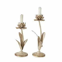 Hello Honey® Gold Metal Flower Shaped Taper Candle Holder Set