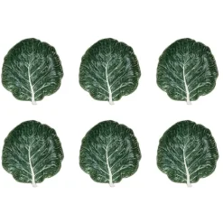 Hello Honey® 9" Green Hand-Painted Embossed Stoneware Cabbage Plates, 6ct.