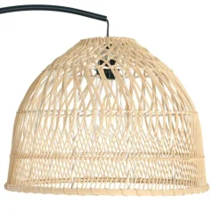 Hello Honey® Modern Boho Floor Lamp with Marble Base & Rattan Shade