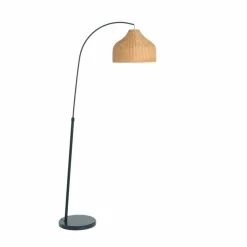 Hello Honey® Modern Boho Floor Lamp with Marble Base & Rattan Shade
