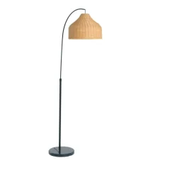 Hello Honey® Modern Boho Floor Lamp with Marble Base & Rattan Shade