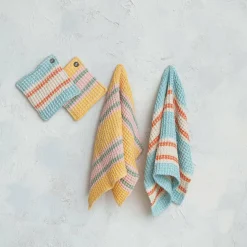 Hello Honey® Multicolor Cottage Charm Cotton Waffle Weave Tea Towels Set